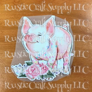 RCS Transfer 187 - Watercolor Pig with flowers