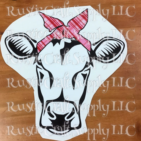 RCS Transfer 218 - Cow with Pink and Red Plaid Bandana