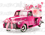 RCS Transfer 152 - Pink Truck with Hearts and Flowers