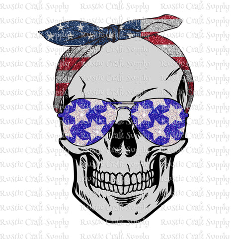 RCS Transfer 1302 - Skull with American Flag bandanna and glasses
