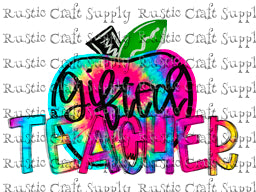 RCS Transfer 1642 - Gifted Teacher Tie Dye Apple