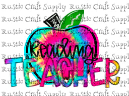 RCS Transfer 1643 - Reading Teacher Tie Dye Apple