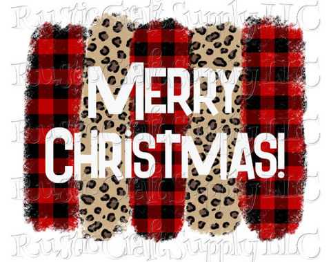 RCS Transfer 034 - Merry Christmas Buffalo Plaid & Leopard