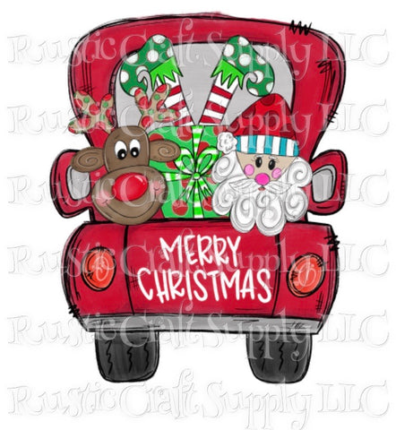 RCS Transfer 114 - Merry Christmas Truck with Santa, Reindeer and Elf Legs